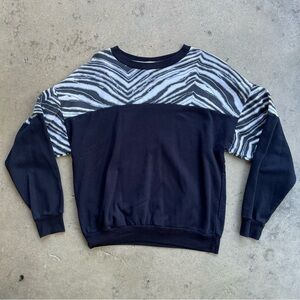 Vintage Zebra Striped Color Blocked Sweatshirt Large Made in USA